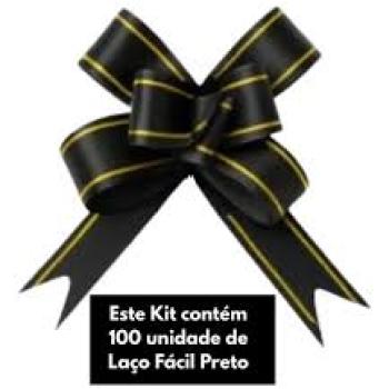 Laço Facil Pequeno com Filete Preto- Make+ - Valor por Unidade