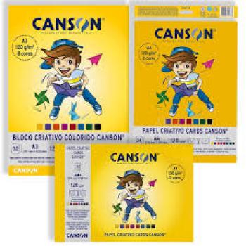 Papel Colorido A4 120g/m², Canson, 66667163, Criativo Cards, 8 Cores, 24 Folhas