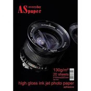Papel Fotográfico Ink Jet A4 HHigh Gloss Ink Jet 130g/m2 com 20 fls As Paper