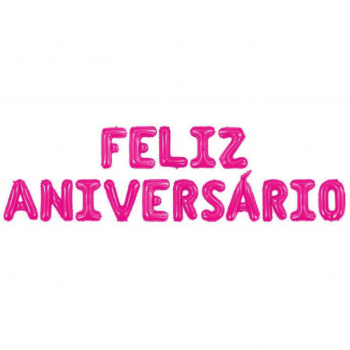 Balão Metalizado Feliz Aniversário Make+ Conj. De 16 Balões Cor Pink