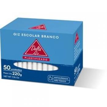 Giz Escolar Plastificado Branco Caixa com 50 unidades - Delta*