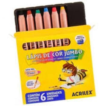 Lápis de Cor 6 Cores Jumbo Acrilex