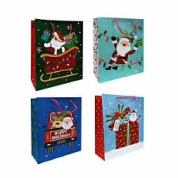 Sacola para Presente Estampada 18X23X10M Natal KaZ3381P