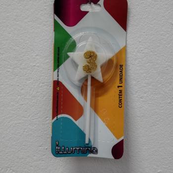 Vela de Aniversário Estrela branca nr 3 - Illumina