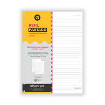 Miolo Refil Pautado para Caderno  Argolado 200X275mm Abyara