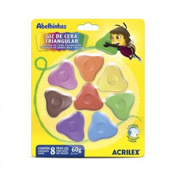 Giz de Cera Triangular Acrilex 8 Unidades - Desenhos Precisos e Cores Vibrantes