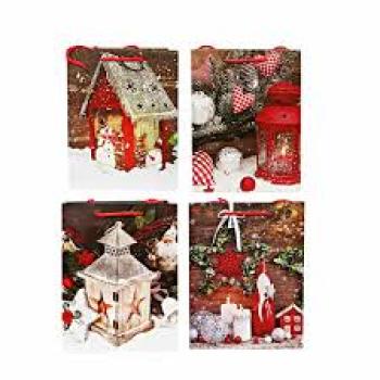 Sacola para Presente Estampada 26X32X23 Natal Kaz