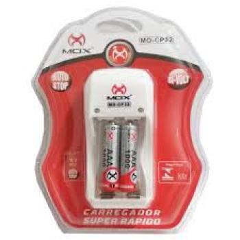 Carregador de Pilha Super Repado Modelo Mo cp32 c- com duas pilhas AAA - Marca MO-CP32