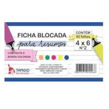 Fichas Pautada 4x6 contém 50 Fichas
