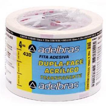 Fita dupla face Polipropileno 18mmx30mts. - Adelbras - Valor por Unidade