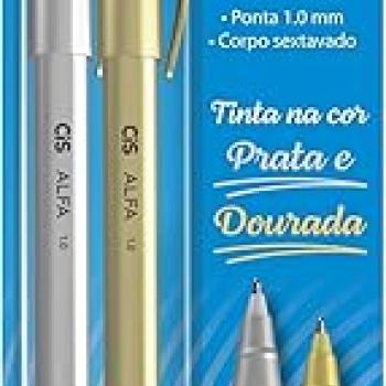 Caneta Esferográfica CIS ALFA 1,0, Blister c/2 unidades (1 Prata e 1 Ouro)