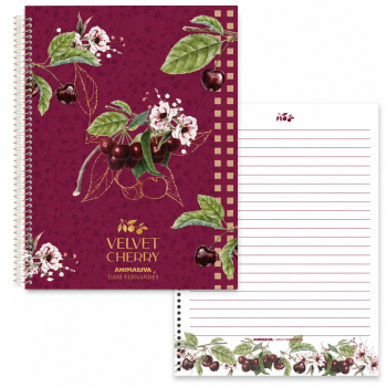 Caderno Colegial Espiral Capa Dura 80 Folhas Velvet Cherry Com Aroma - Dani Fernandes