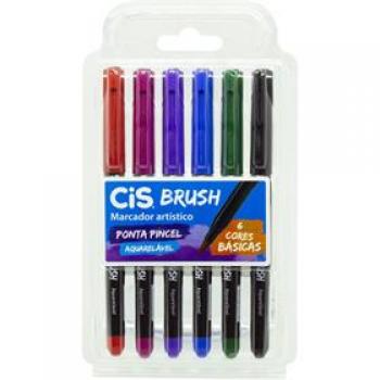 Caneta pincel Brush Aquarelável com 6 cores neon Cis