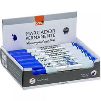 Marcador Permanente Linha Prime Recarregável Azul - Brw - Valor da Unidade*