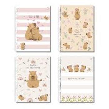 Caderno Universitário Espiral 1M B/A  80 Espiral Folhas 200mmx275mm Capycuties - Animativa