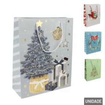 Sacola de Papel 32x26cm Figuras Natalinas