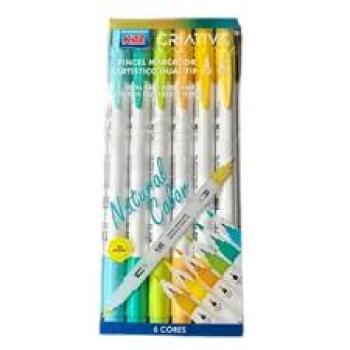 Pincel Marcador Artistico 6 Cores Natural Color - Kaz