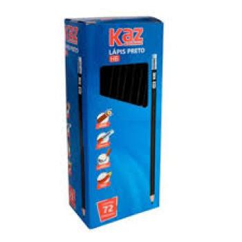 Lápis Preto Com Borracha Hb Corpo Preto com 72 Unidades - Kaz