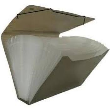 Pasta Sanfonada Plastica Duplicata 31 Divisões 245x186mm Fume Polibras