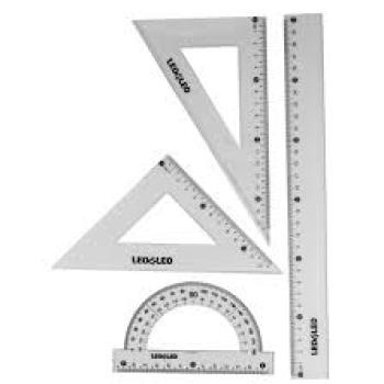 Kit Regua Geométrica de Acrilico 4 Peças Incolor