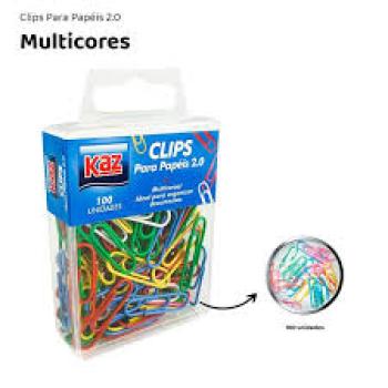 Clips para Papeis 2.0 Coloridos com 100 Unidades Kaz