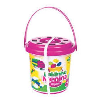 Baldinho de Montar com 40 Peças - Menina- World Blocks