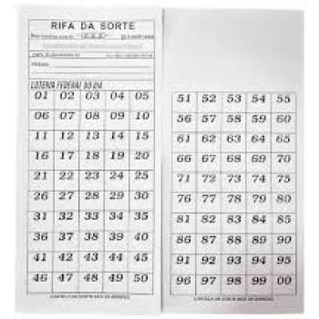 Cartela de Rifa com 100 Numeros - Carte da Sorte
