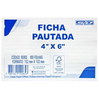 Ficha Pautada 4x6 contem 100 Folhas - Animativa