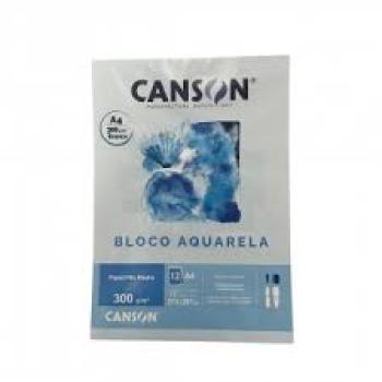 Bloco para Educação Artistica Aquarela Branco A4  300g 12 Folhas - Canson