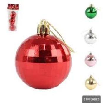 Bola de Natal 3 Peças 5cm Facetada