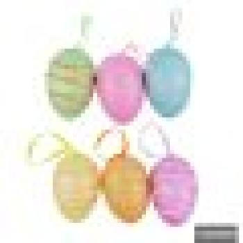 Enfeite de Pascoa Ovos Decorados Glitter com 6 Peças