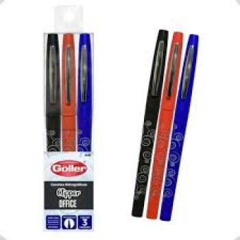 Conjunto de Canetas  Hidrográfica Office Score 3 Cores - Goller