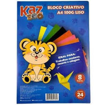 Papel Criativo 08 Cores A4 100g/m2 com 24 folhas  Kaz