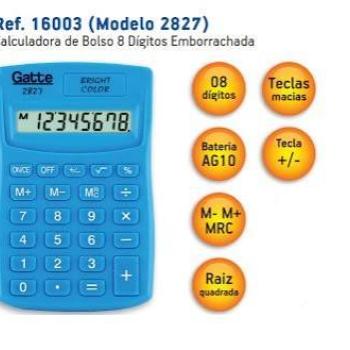 Calculadora de Bolso 8 Dígitos  2827 Emborrachada AzulDA 88X57X9 5 Bateria - Gatte