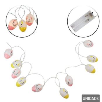 Enfeite de Pascoa Varal de Led Ovo Coelhos 150cm - Importado