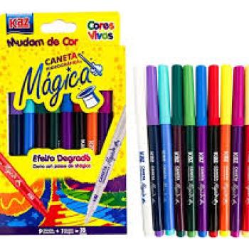Caneta Hidrografica Mágica Efeito Degradê 9 Canetas e 1 Mágica - kaz