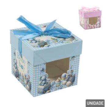 Caixa de Papel para Presente  15cm Cubo Fita e Visor