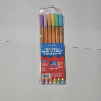 Caneta Hidrográfica 0.4 mm - 6 Cores Tom Pastel Futuro - Corpo Sextavado-Futuro Office