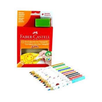 Faber-Castell  EcoLápis Triangular Jumbo - Lápis de Cor, Apontador incluído com Depósito, 12 Cores
