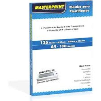 Plástico para Plástificação A4 220x307 125 Micras 0,05 Com 100 Lâminas - Masterprint