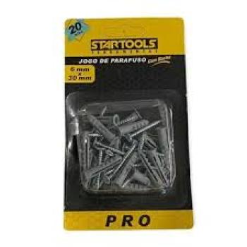 Kit com Parafusos e Buchas 6mmx 30mm Startools com 20 pecas