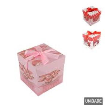 Caixa para Presente de Papel 30x30x30 cm Cubo com Fita Color