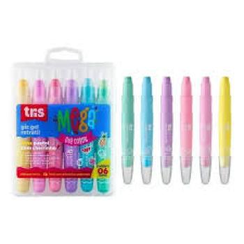 Giz de Cera Jumbo Tris Retrail Gel 6 Tons Pastel Estojo - Summit