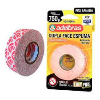 Fita Dupla Face Espuma - Fita Banana 24mm x 2m Suporta 1,5kg Fixa Pro - Aldebras