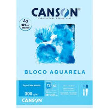 Bloco A3 Canson XL Aquarela 300 G 12 Folhas - Canson