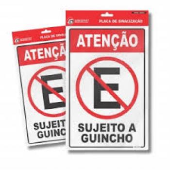 Placa de Sinalização Atenção Proibido Estacionar Sujeito a Guincho 20x30 Pacific Flowers