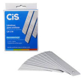 Lâmina para Estilete Estreito 8,5x9mm- 1 estojo com 10 Lâminas - Cis