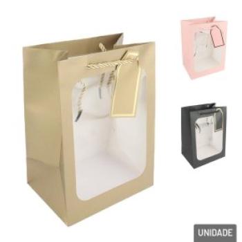 Sacola de Papel 21x18cm com Visor Color - Importado