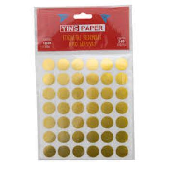 Etiqueta Adesiva 210 Unidades 15mm Redonda Dourada