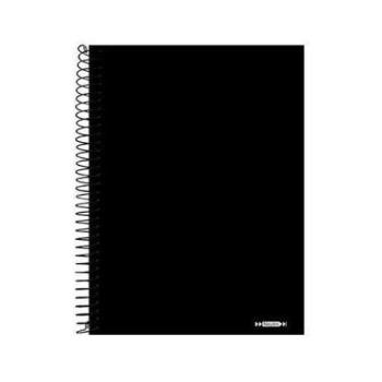 Caderno Brochura 1/4 Capa dura, 96 fls KBOM! Preta  - Animativa